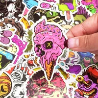 50pcs terror series sticker graffiti skeleton dark funny stickers for diy sticker on travel case laptop skateboard guitar fridge