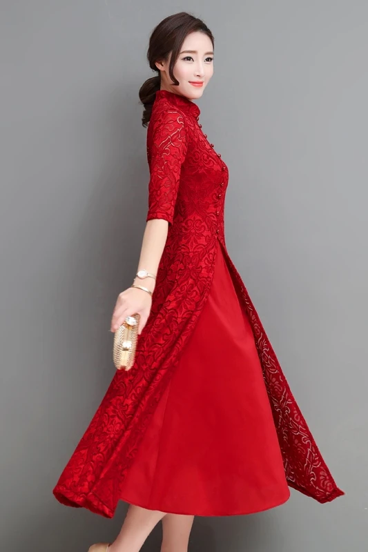 

high quality 2019 Spring Summer Lace Dress Women Office Party Sexy Elegant Standing collar Out Casual Dress Ladies Vestidos