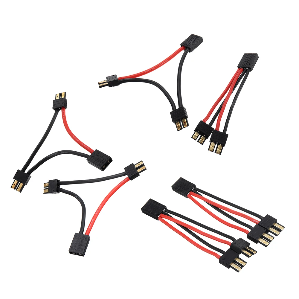 

2Pcs EUHOBBY 100mm TRX Male Female Plug Adapter Cable for RC Helicopter RC Model Toys Battery w/ 12AWG Series/14AWG Parallel