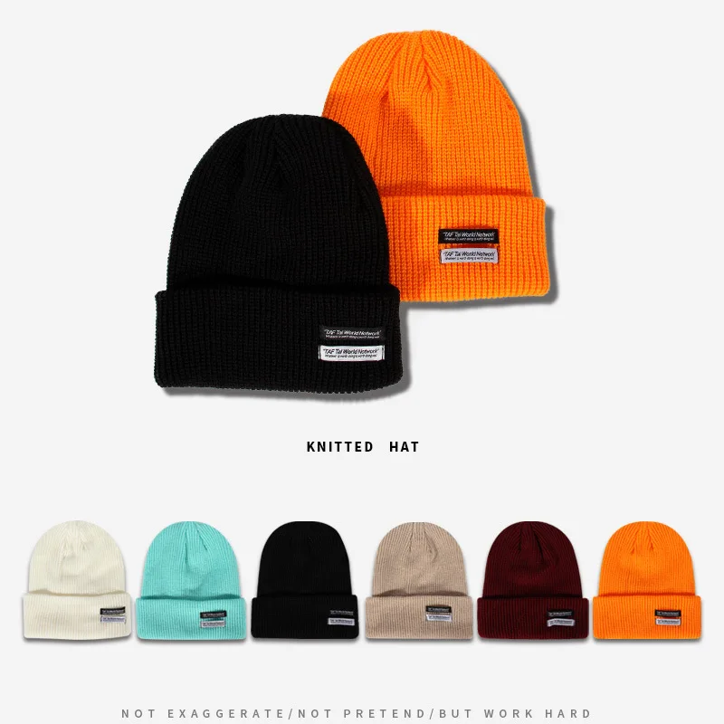 

Women's Beanie Hats Winter Knitted Warmer Hat For Man Solid Color Casual Caps Autumn Female Black White Hats Bonnet Beanie Mujer
