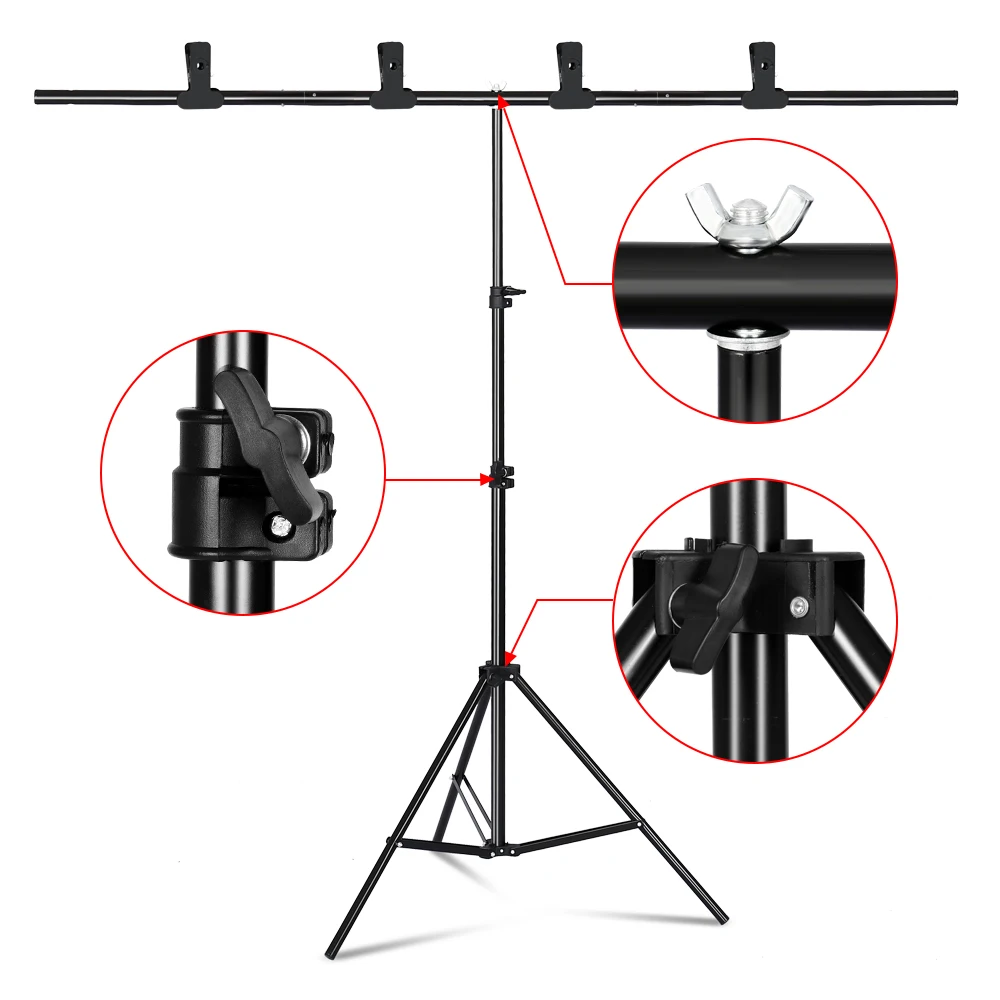 

Professional Photography Photo Backdrops T-Shape Background Frame Support System Stands With Clamps