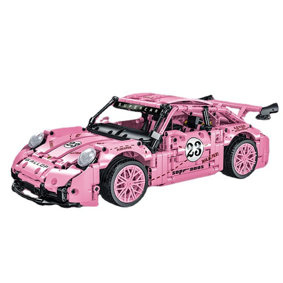 Mork 023024-2 High-tech Expert Car Series 1268pcs Pink GT Racing Speed Drift Car Set Building Blocks MOC Bricks Educational Toys images - 6