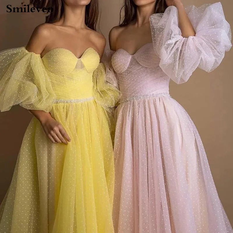 Бальное платье Smileven для встречи выпускников вечернее с пышными рукавами