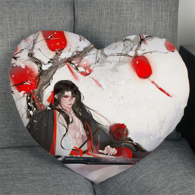 

Anime Mo Dao Zu Shi Pillow Case Heart Shaped Zipper Pillow Cover Satin Soft No Fade Pillow Cases Home Textile Decorative