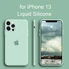 Жидкий силиконовый чехол для iPhone 12 13 Pro Max Mini, для iPhone 11 X XR XS 13 7 8 Plus SE 2020 6 6s Plus 11, твердый противоударный чехол