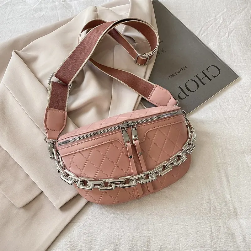 

2021 Mini Fashion Chain Shoulder Bag Diamond Lattice Hobos Waist Pack Luxury Classic Purse Belt Bag PU Leather Handbag X244H