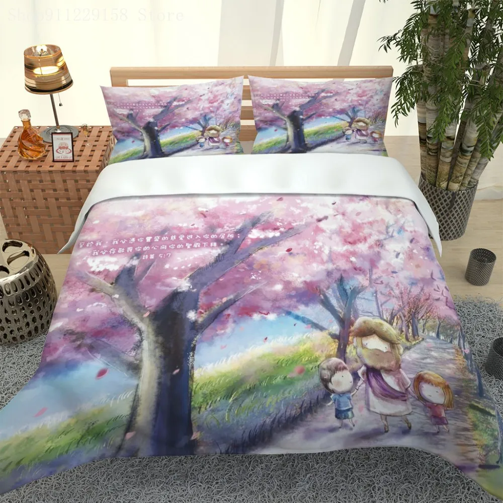 Фиолетовый пододеяльник набор Постельное белье фиолетового дерева в виде