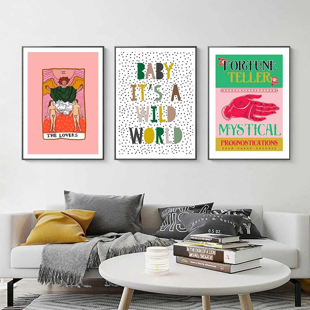 

Nordic Abstract Posters And Prints Fortune Teller The Lovers Tarot Canvas Painting Quote Wall Art Pictures Livingroom Home Decor