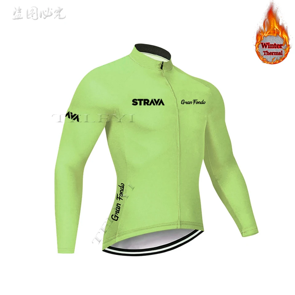 Зимняя термо флисовая велосипедная Джерси STRAVA Спортивная одежда для верховой езды mtb велосипед зимняя велосипедная одежда мужская Профессиональная командная майка - Цвет: 18