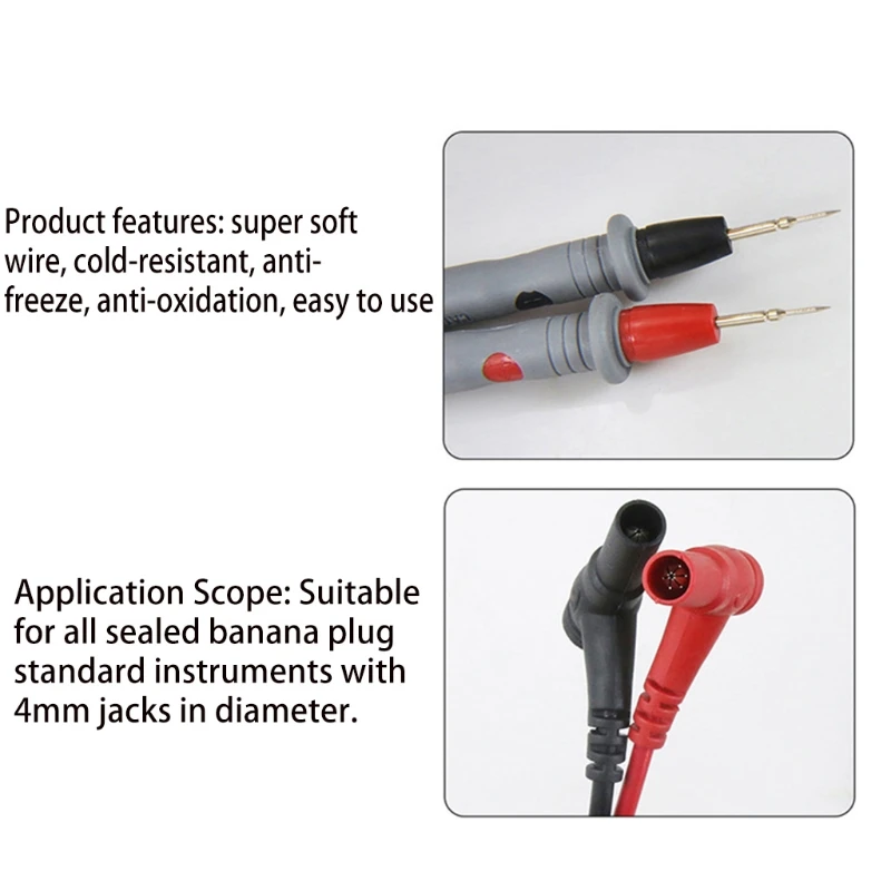 

Silicone Multimeter Test Leads 4mm Banana Plug Multimeter Probes Double-layer Soft Silicone Cable 145mm Ultra Soft Cable