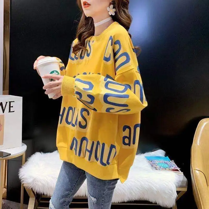 

New Fashion Large Big Plus Size Loose Long Sleeve Women Clothing Tops Autumn Outfits Hoody Ladies Female Oversized Hoodies 2021