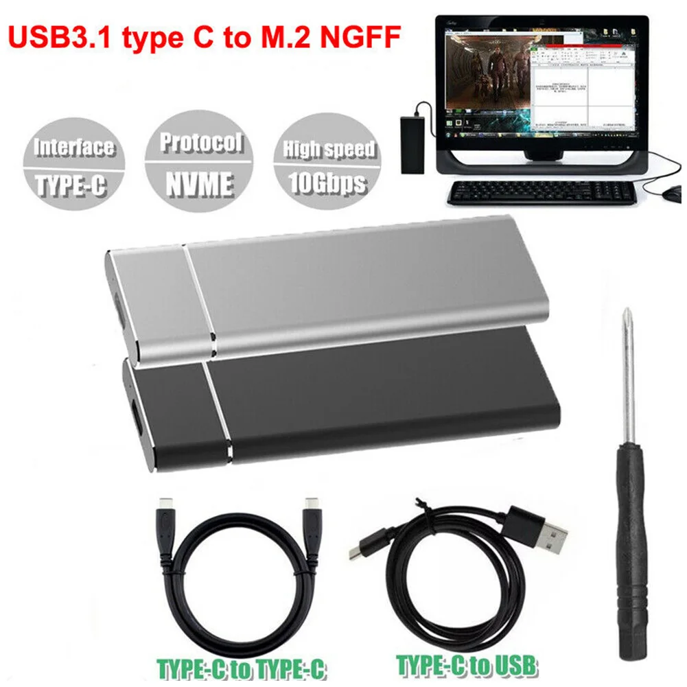 M.2 To USB 3.1 Accessories For PC Computer Full Coverage Electronic SATA SSD Converter Adapter 10Gbps Type-c Hard Disk Case | Компьютеры и