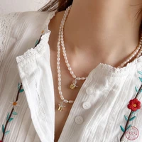 925 sterling silver french simple rose flower pendant pearl clavicle chain necklace women light luxury wedding jewelry gift