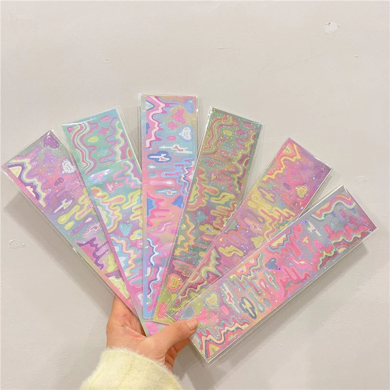 Ins Kawaii градиент Цвет волны лазера наклейки для скрапбукинга DIY блокнот с