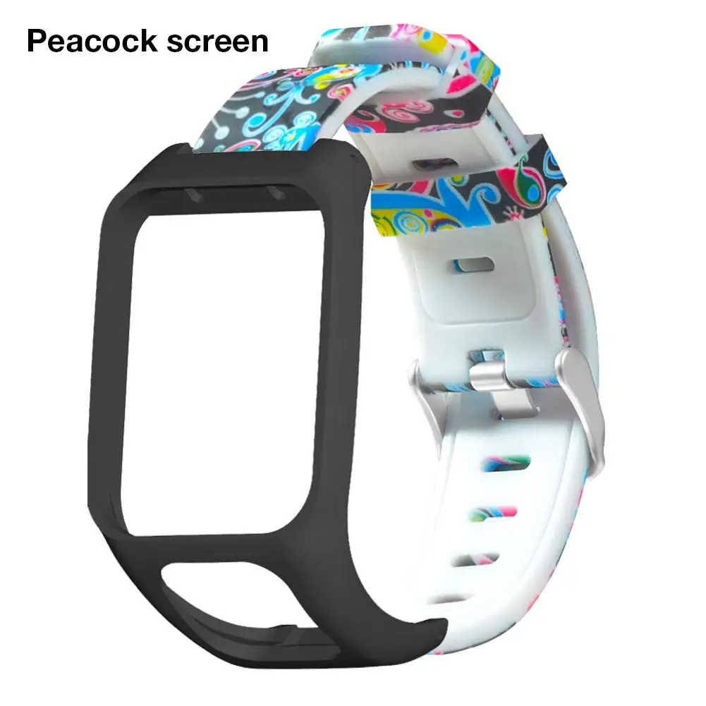 Peacock screen Многоцветный силиконовый сменный Браслет для часов Ремешок для TomTom Runner 3 TOMTOM Adventurer Smart Watch Band - Цвет ремешка: Peacock screen
