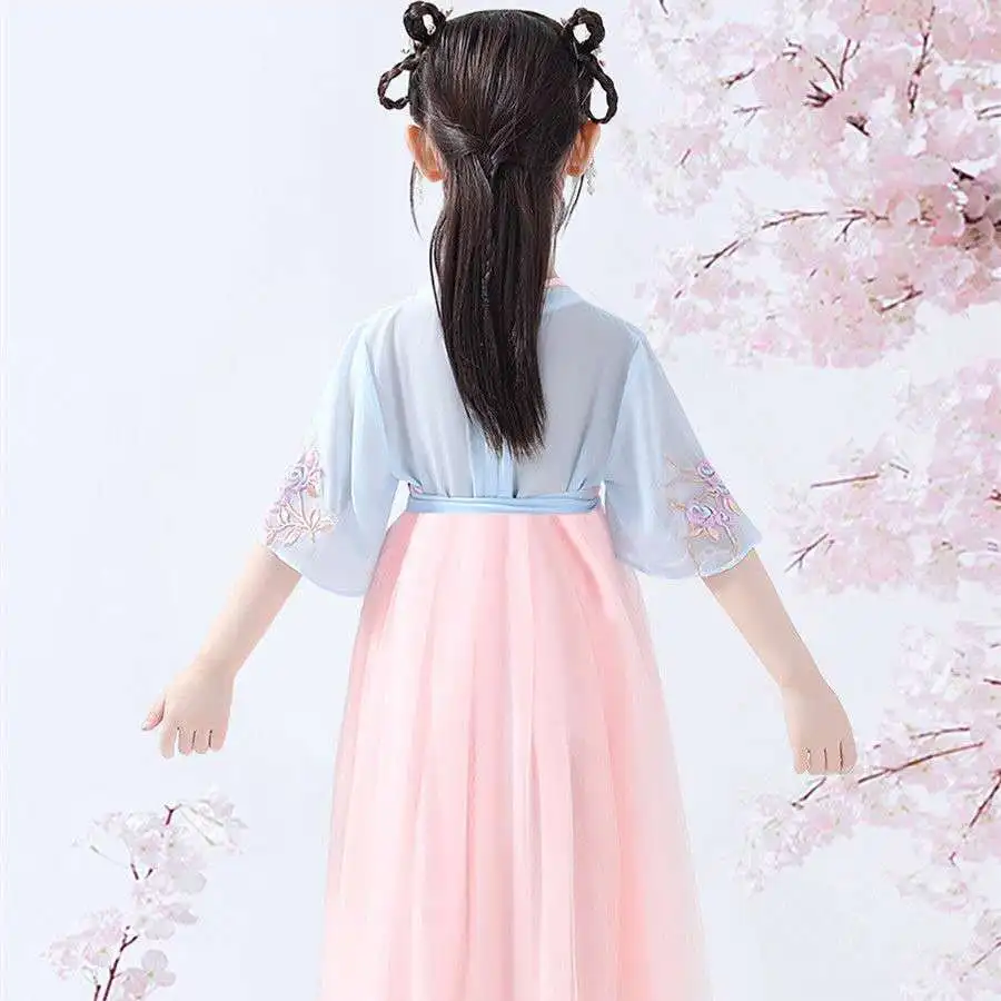 

Child Han Dynasty Chinese Style Ancient Costume Traditional Folk Dance Stage Clothing Hanfu Girl Princess Fairy Dress