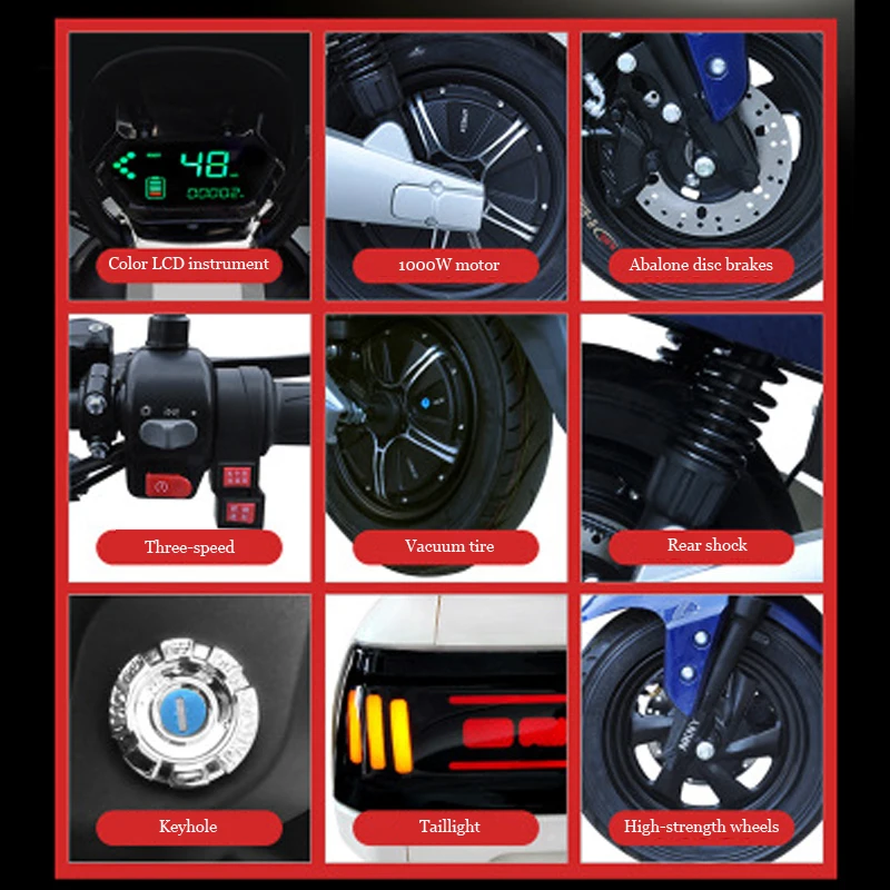 Электрический велосипед 1000 Вт 60 в/72 в высокоскоростной 10 дюймов электрический