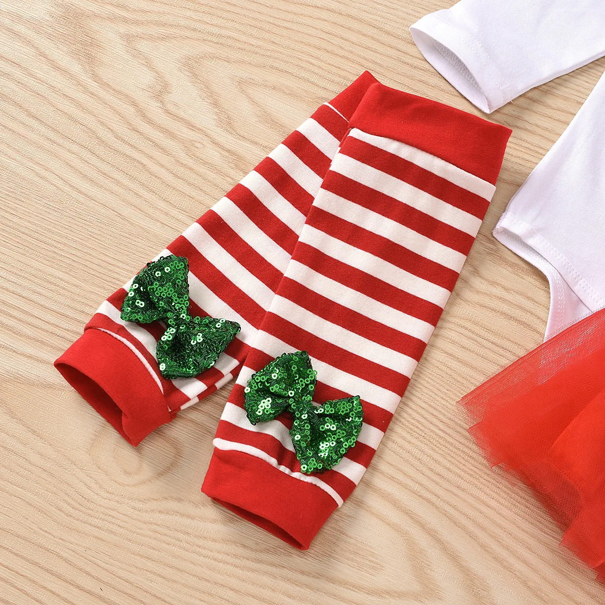 Baby Girls Christmas Clothing Sets Romper+Tutu skirt+Leg warmer+Headband 4Pcs Infant Santa Wear baby Romper | Мать и ребенок