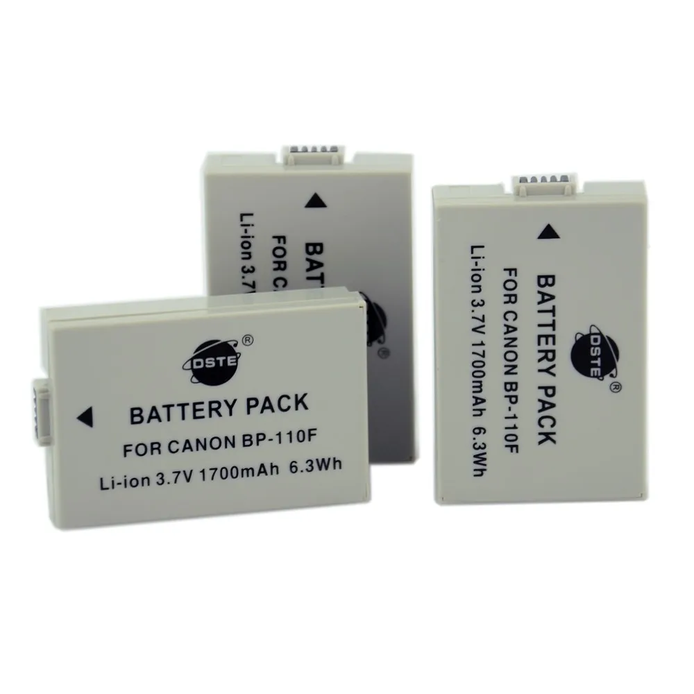 3 шт. 1700 мАч 3,7 V BP-110 BP-110F BP110 BP110F DSTE батарея камеры DSLR Зарядное устройство для Canon HF R26 R28 R206 R20 R21 R200 XF105