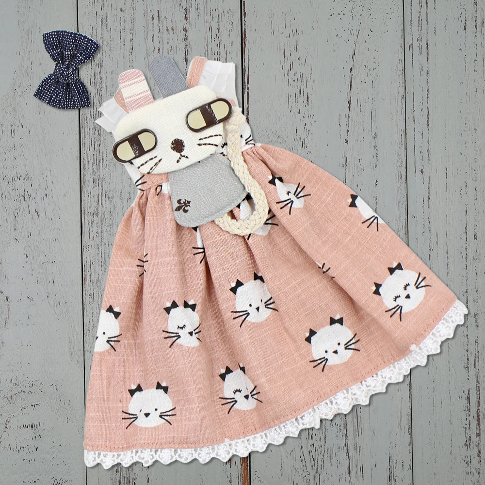 

Outfits for Blyth doll cute cat dress with hairpin suit for 1/6 bjd icy dbs