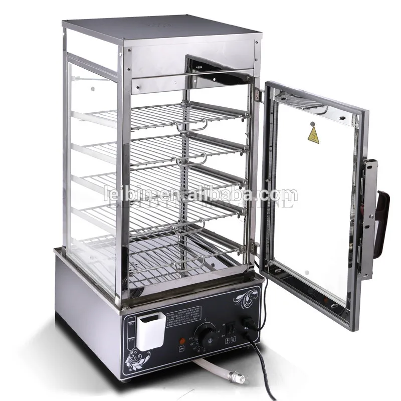 

Electric Glass Commercial 5 Layers Display Cabinet Square Steaming Room Machine Heating Steamed Stuffed Bun Dumpling Steamer