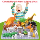Большие кирпичи, совместимые с основными блоками, креативные строительные блоки в виде животных, динозавр, слон, собака, кошка, медведь, обучающая игрушка для детей, подарок