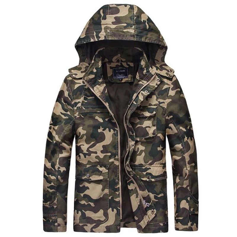MKASS мужская повседневная куртка с капюшоном камуфляжная верхняя одежда высокое