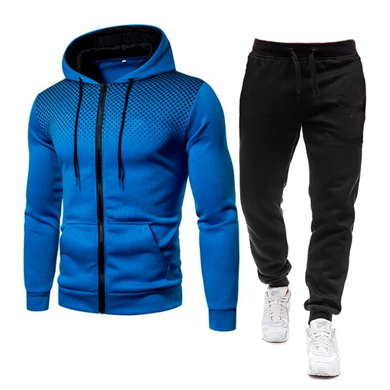 

Neue Winter Männer Kleidung der Männer Sets Druck Hoodie Set Fleece Zipper Sweatshirt Casual Sport Jogginghose Herren Trainings