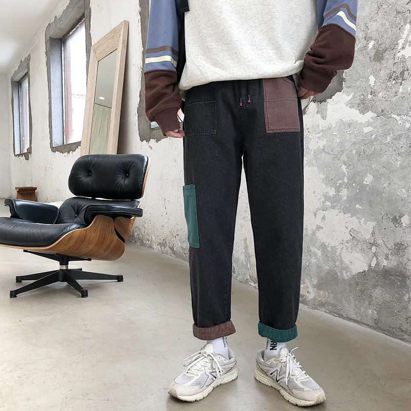 Мужские брюки с широкими штанинами 2019 повседневные мешковатые модные