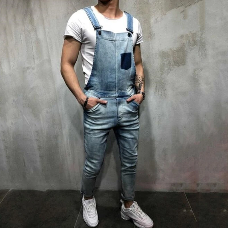 2019 новые модные брендовые мужские повседневные джинсовые брюки Комбинезоны для