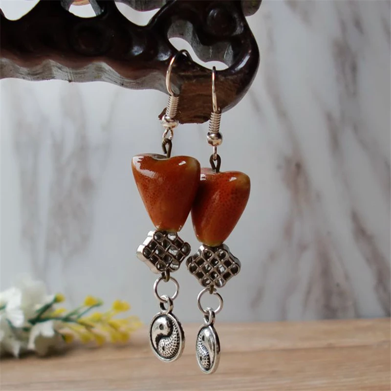 Висячие серьги женские модные украшения подвеска для ушей длинные керамические