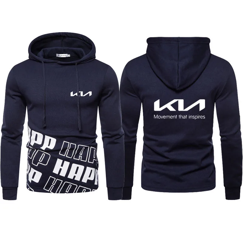 

Толстовка мужская с капюшоном, свободная повседневная хлопковая кофта с принтом логотипа автомобиля Kia, уличный стиль, спортивный Свитшот