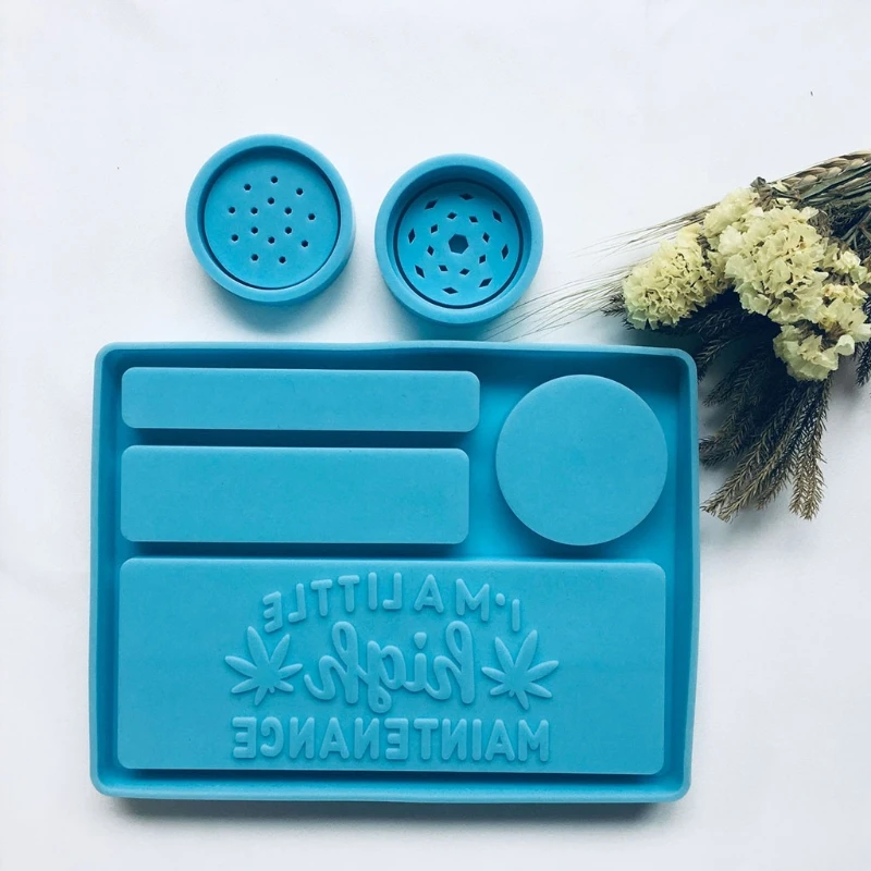 

M7DD 1 Set Rolling Tray Mold with Herb Grinder Epoxy Resin Mold Jewelry Holder Silicone Mould DIY Crafts Home Decortaions Tools