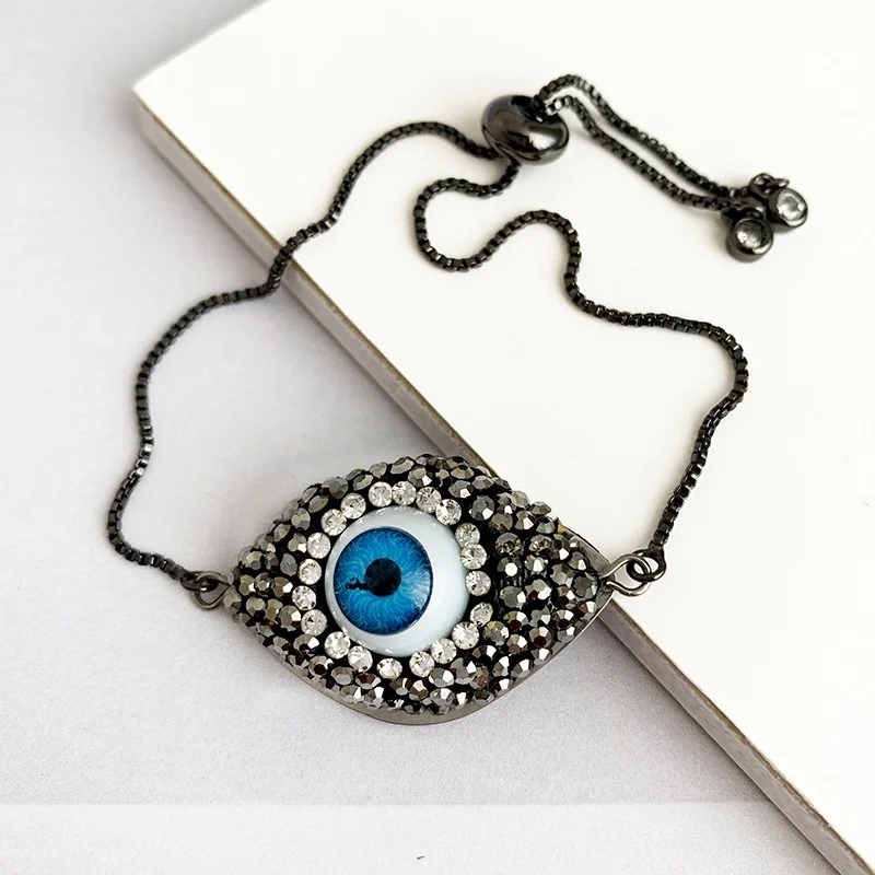Золотой браслет Evil Eye для женщин CZ Радуга турецкий черный медь инкрустация циркон браслет из голубых кристаллов девушки ожерелье от сглаза