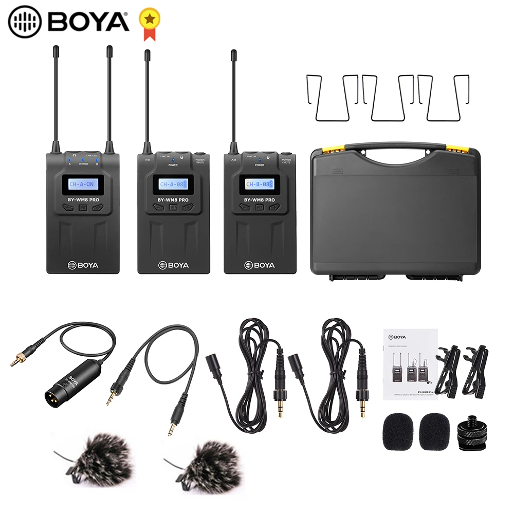 BOYA BY WM8 Pro K2 UHF Беспроводная микрофонная система всенаправленный петличный