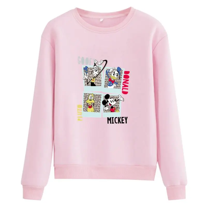 S-3XL Loose Disney Cartoon Mickey Mouse Donald Duck Kawaii Harajuku Women Sweetshirts Autumn Winter 2021 Korean Fashion Pullover
