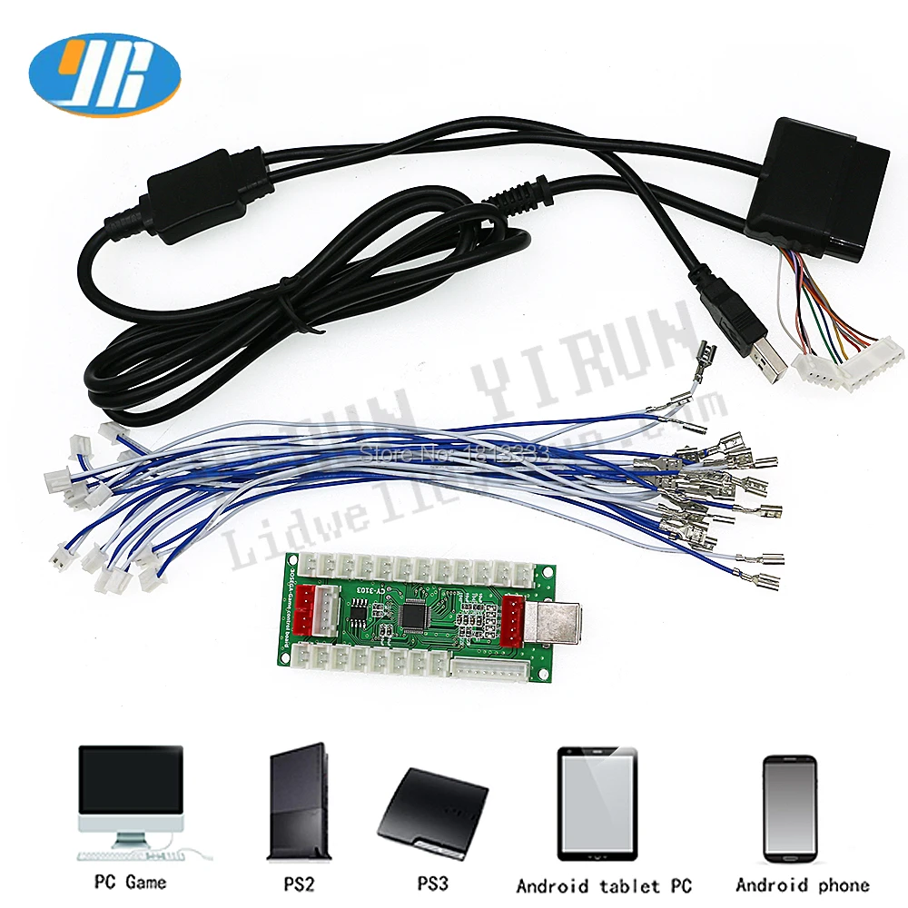 Аркадные наборы печатная плата 4 в 1 USB кодировщик с проводами для PS2 PS3 PC кабель