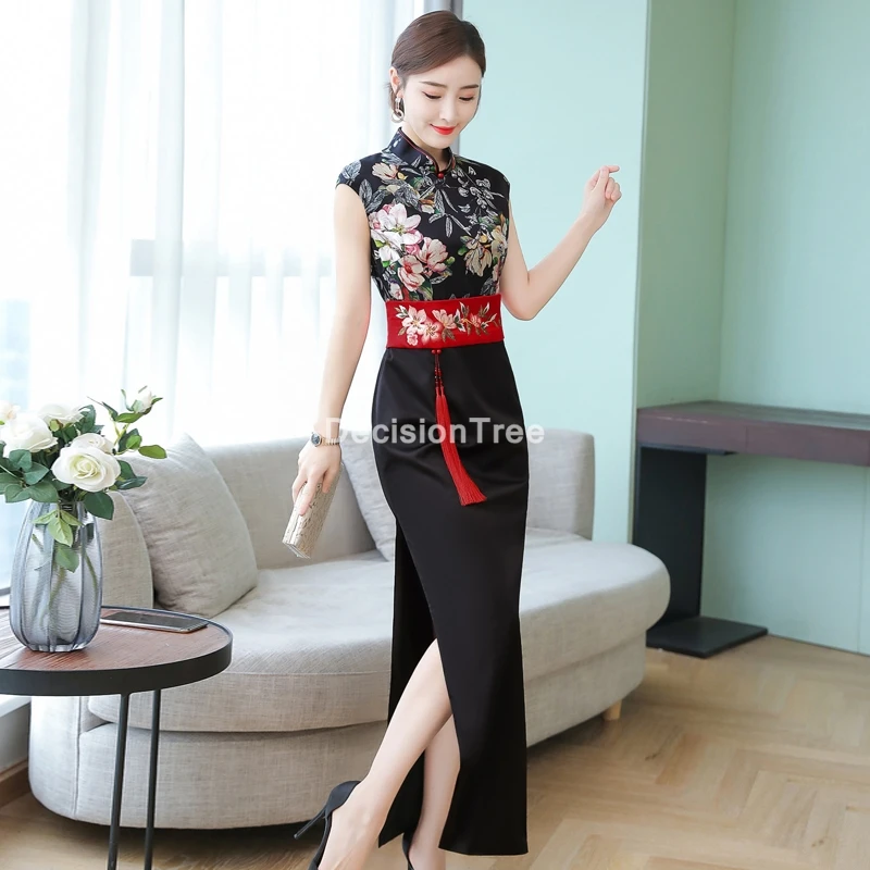 2021 китайское платье для женщин qipao aodai улучшенное Ципао с высоким разрезом