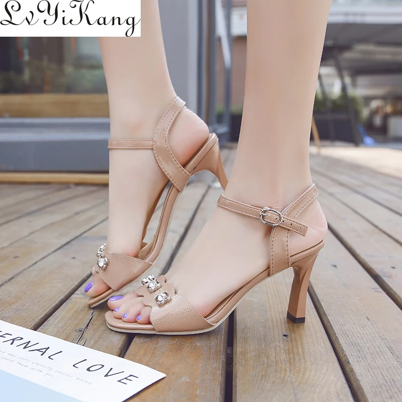 Женские Летние босоножки на высоком каблуке с ремешком щиколотке | Обувь