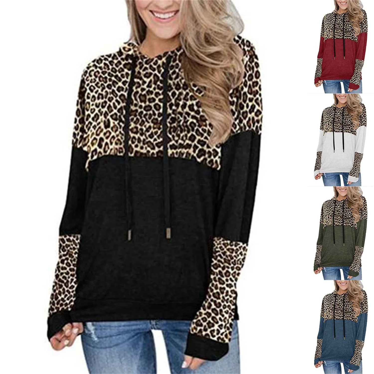 

Женская толстовка с длинным рукавом, с леопардовым принтом