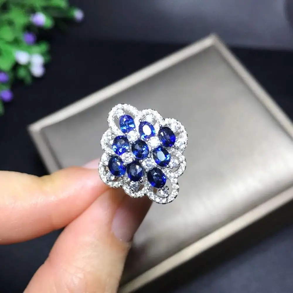 925 Стерлинговое Серебро натуральный драгоценный камень Rea1Sapphire обручальные