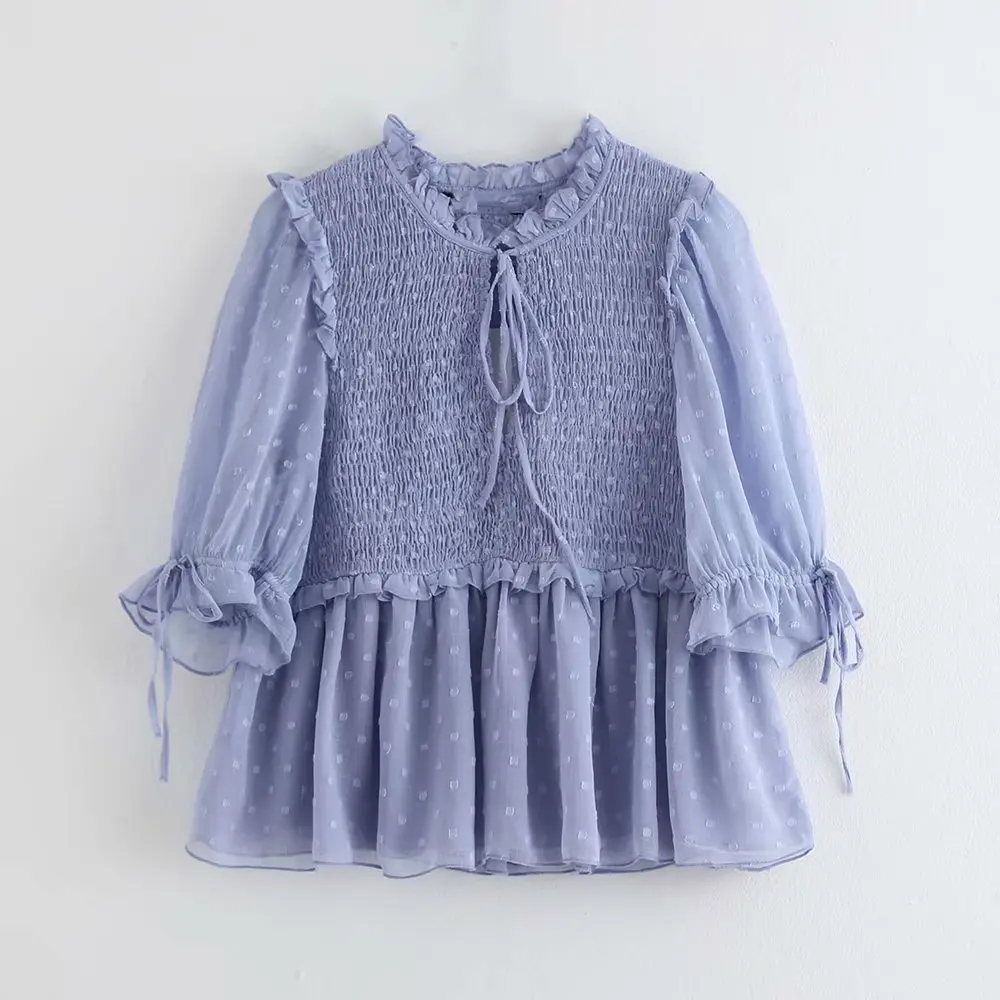 2019 женское милое агаровое кружево в горошек Повседневная шифоновая женская