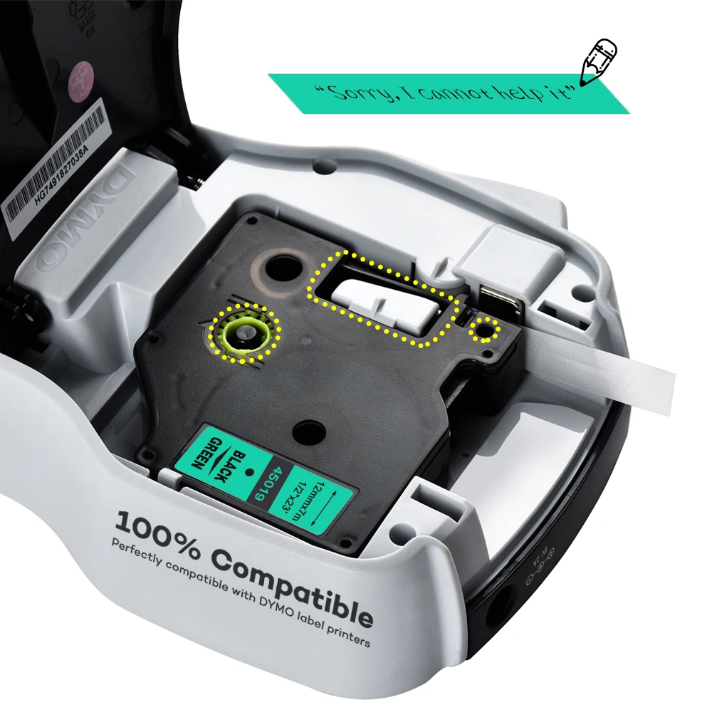 Label World 45019 Compatible Dymo manager 12mm D1 black on green Maker Tape PNP 3 pack | Компьютеры и офис