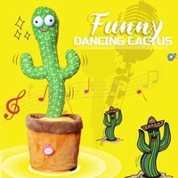 funny dancing cactus toy singing 120 song twist wriggle talk record repeat electronic led light shine doll decor for tiktok kids