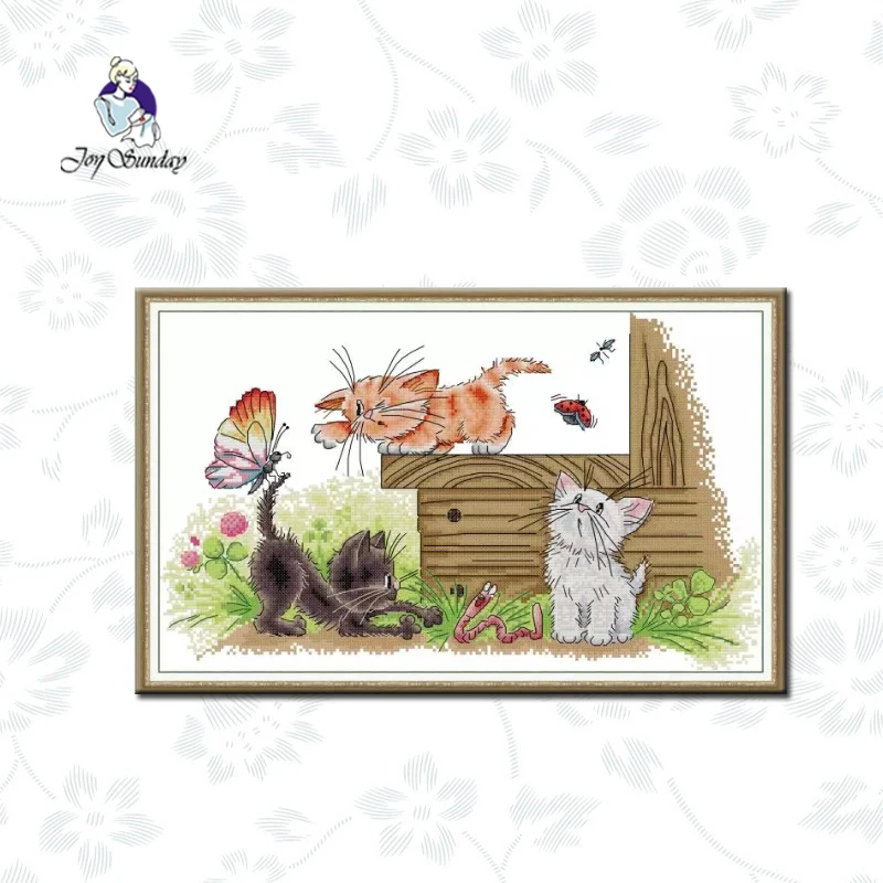 

Joy Sunday,Cats,Animal Pattern Cross Stitch Kit 11CT14CT Counted Printed On Canvas Embroidery Handmade Needlework Gifts Sets