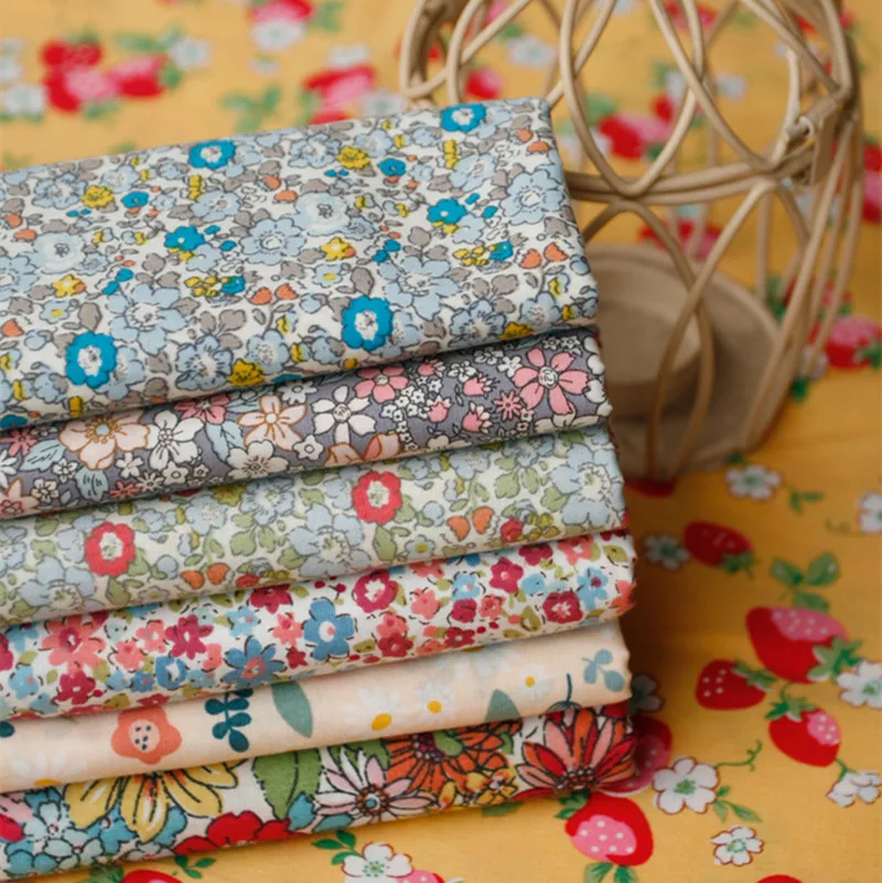 Цветочная хлопчатобумажная ткань в стиле ретро 140x50 см|Ткань| |