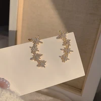 gold shiny star zircon ear cuff for women charming crystal clip on earrings ear cuff gold no piercing earrings jewelry