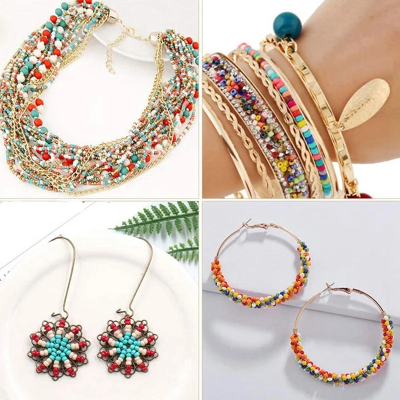 

24 Grid Glass Beads 4mm Loose Beads Paint Beads Colorful Millet Beads Set Accessories