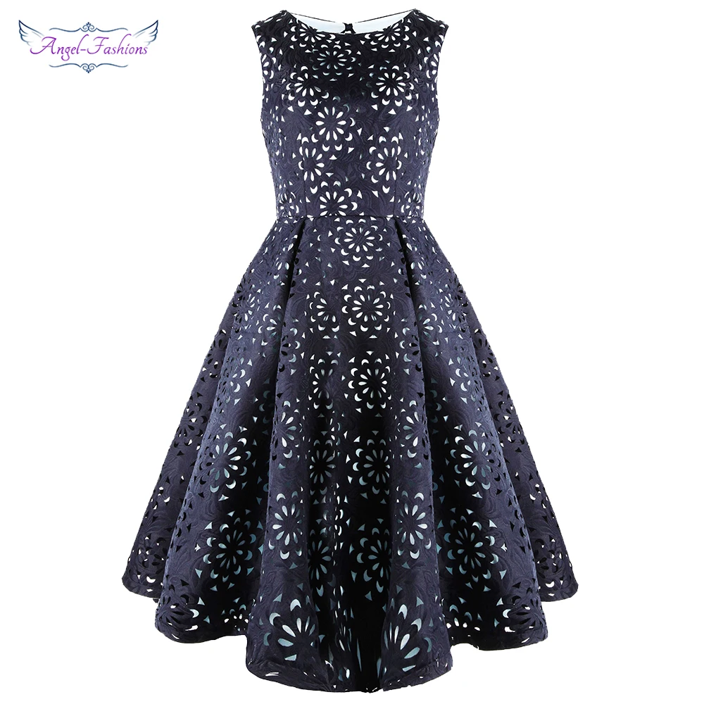 Angel fashions Женское вечернее платье с круглым вырезом элегантное короткое
