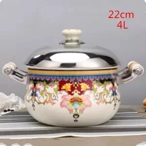 Эмалированный горшок Shabu-shabu бытовой горшок кастрюля большой емкости суповый котелок для тушения супница кастрюля газовая плита универсальные кастрюли и кастрюли кухонная посуда - Цвет: 22cm 4.0L
